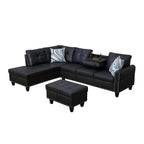 Ensemble de canapé moderne 3 pièces en similicuir noir : Style épuré pour les salons