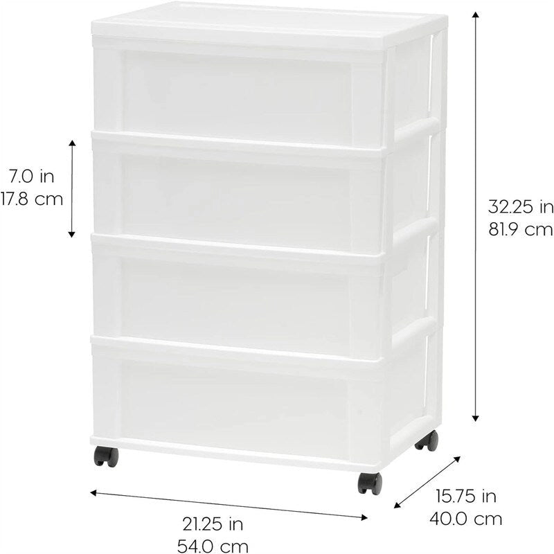 Commode de rangement large à 4 tiroirs