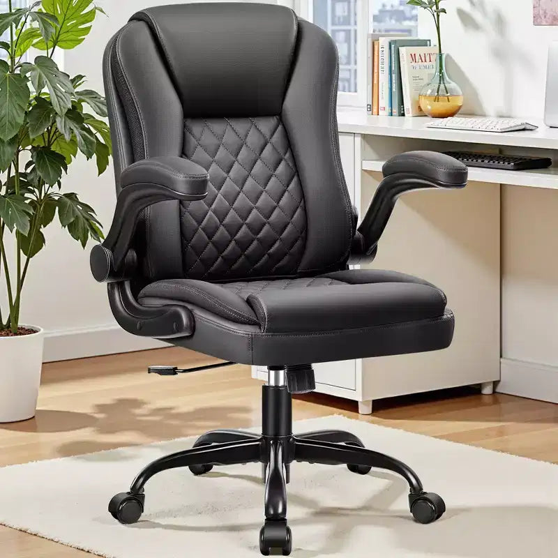Chaise de Bureau de Direction en Cuir KERDOM, Chaise de Bureau Ergonomique avec Roulettes