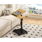 1 Table d'appoint en C, Table de lit à roulettes réglable en hauteur, Table de canapé multi-usage et Bureau d'ordinateur portable pour petits espaces