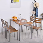 HOMCOM Ensemble table de salle à manger/cuisine de style moderne 5 pièces, 1 table et 4 chaises avec pieds en métal, convient pour l'extérieur