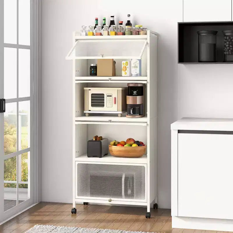 Meuble de cuisine Costway à 5 niveaux avec rangement, buffet mobile pour micro-ondes, portes basculantes, blanc/noir/gris/vert