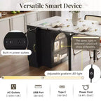 Table à manger extensible Whisen, table îlot mobile roulante avec 3 rallonges amovibles, meuble de rangement
