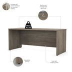 Bureau de 72 po avec huche et caisson mobile à 3 tiroirs