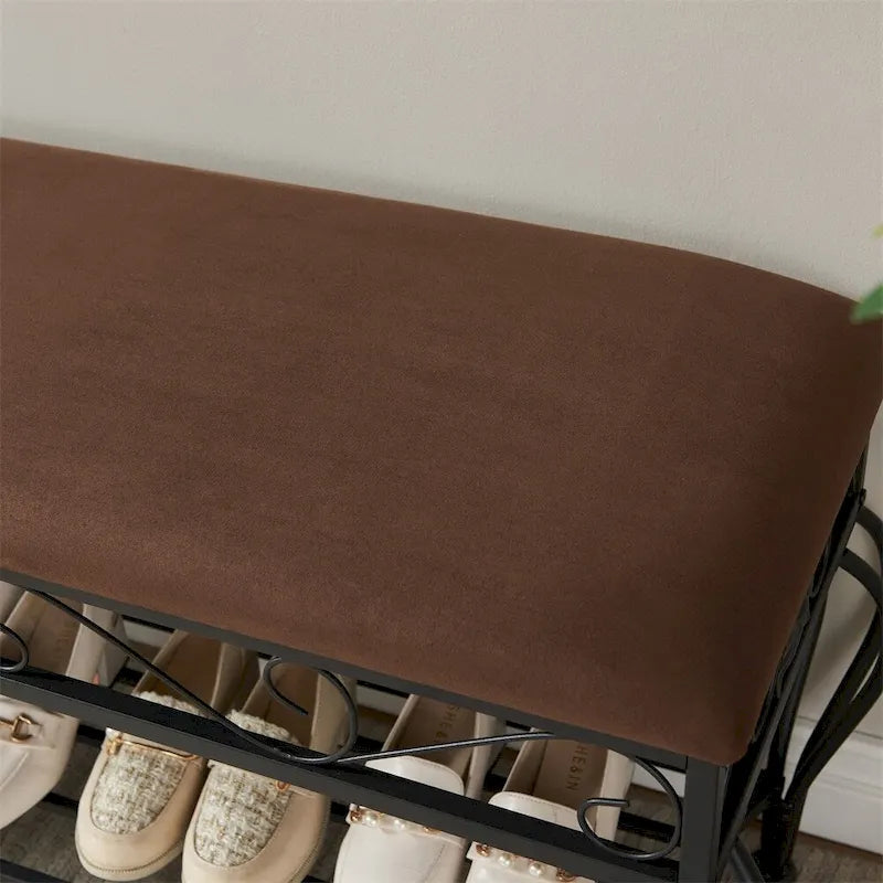 Banc à Chaussures Rembourré Multiusage de Style Industriel pour Entrée