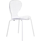 LeisureMod Bristol Ensemble de Salle à Manger 5 Pièces Table à Manger Ronde, 4 Chaises de Salle à Manger en Plastique Pieds Blancs