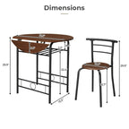 Table de salle à manger abattante de 80 cm pour petit espace, ensemble table de cuisine pour 2 personnes