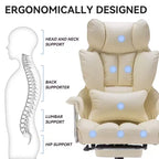Efomao Chaise de Bureau Ergonomique 400 lbs, Grande Chaise d'Ordinateur en Cuir PU pour Personnes de Grande Taille, Fauteuil de Direction avec Repose-Pieds et Soutien Lombaire