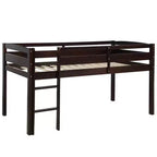 Lit mezzanine simple en bois massif Luxystar avec échelle et barrière de sécurité pour chambre d'enfant