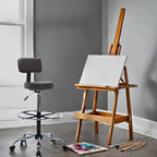 Tabouret de dessinateur réglable en hauteur - Avec cuir de qualité supérieure, roulettes pivotantes
