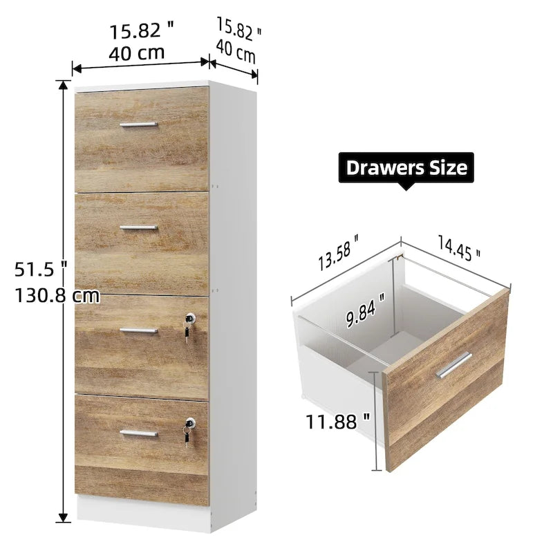 Moasis 51H Classeur Vertical à 4 Tiroirs Verrouillable pour Bureau à Domicile