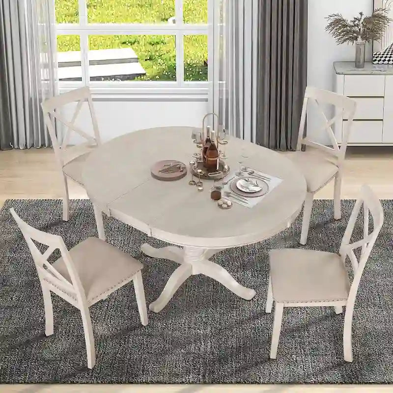 Table à manger ronde extensible 4 places de 42 à 54 po pour ferme