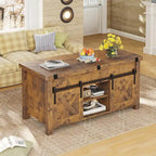 Table basse relevable 2 portes coulissantes style grange Table à manger avec rangement