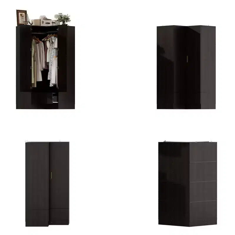 Hitow Armoire Minimaliste, Armoire d'Angle, Modèles à Double Porte et Tiroirs