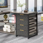 Bureau d'angle en L réversible de 59 po avec tiroirs de rangement, gris