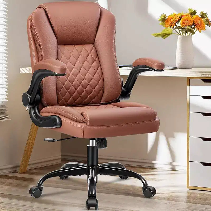 Chaise de Bureau de Direction en Cuir KERDOM, Chaise de Bureau Ergonomique avec Roulettes