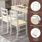 Costway Ensemble repas 5 pièces Bois massif Mobilier de cuisine avec table rectangulaire et 4 chaises Naturel/Café/Gris