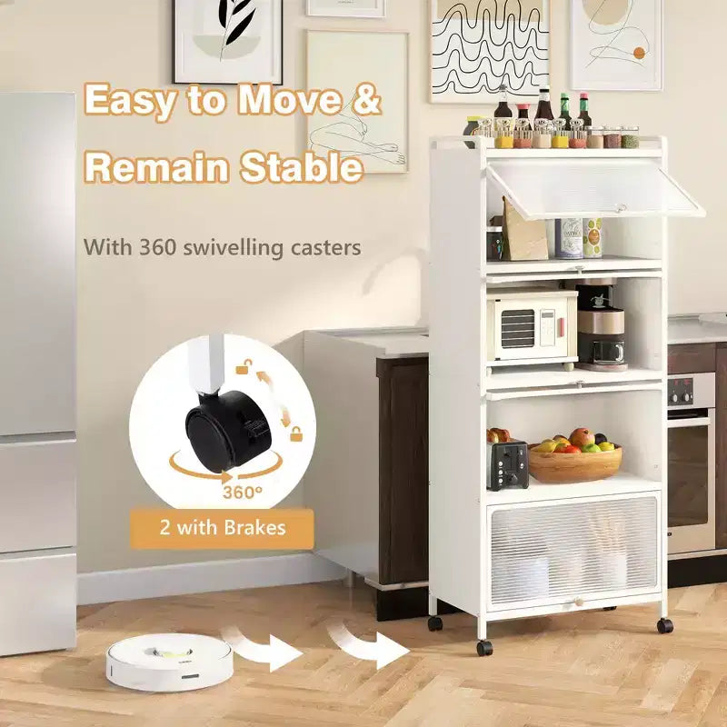Meuble de cuisine Costway à 5 niveaux avec rangement, buffet mobile pour micro-ondes, portes basculantes, blanc/noir/gris/vert