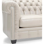 Canapé Chesterfield en cuir italien pleine fleur touffeté Hancock - 31 H x 86 L x 40 P