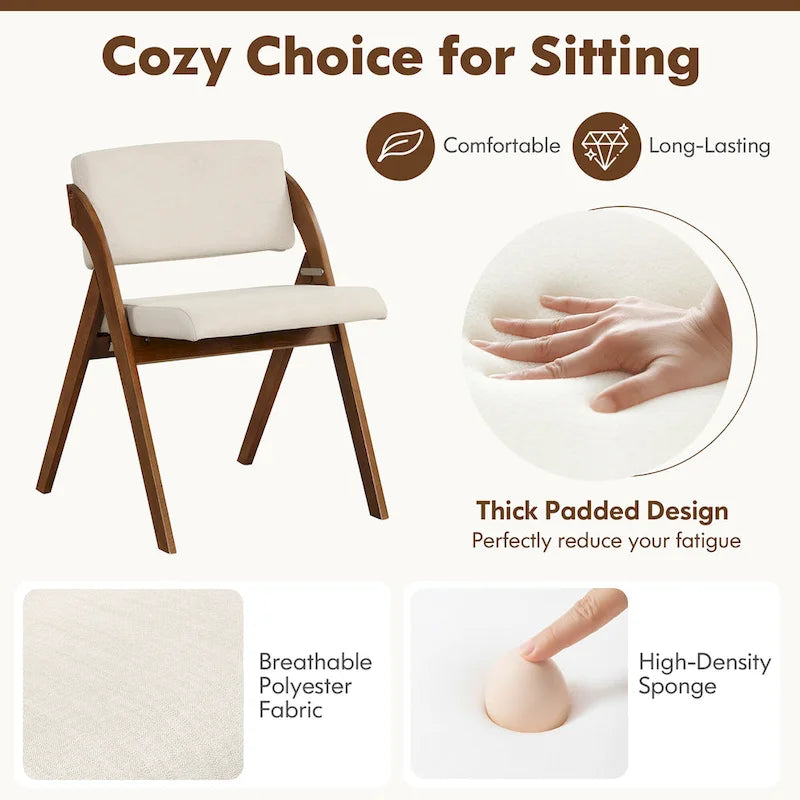 Gymax Ensemble de 4 chaises de salle à manger Chaise de cuisine pliante avec pieds en bois d'hévéa