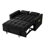 Canapé-lit convertible 4-en-1 – Causeuse en velours – Lit d'appoint avec dossier inclinable, 2 poches latérales