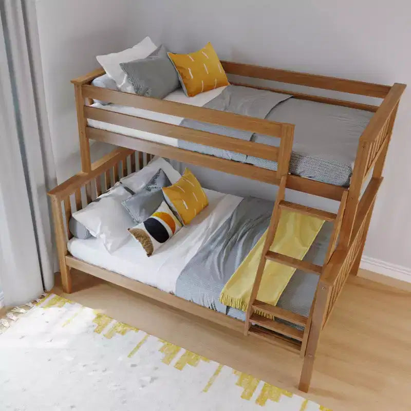 Max & Lily Lit superposé double sur toute la taille, Lits superposés en bois massif avec échelle pour enfants