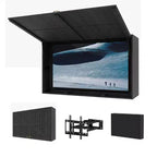 Meuble TV d'extérieur 55 pouces, cache-télévision en bois massif résistant aux intempéries avec support réglable 4D et porte rabattable (convient aux téléviseurs de 44 à 55 pouces)