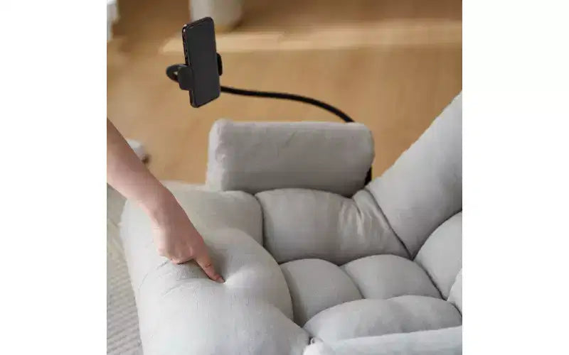 Chaise de jeu au sol, fauteuil de sol pivotant avec accoudoirs et support de téléphone, fauteuil de jeu inclinable pliant réglable sur 5 positions