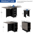 Ensemble de salle à manger pliant Moasis 5 ou 7 pièces avec table à rabats et tabourets de rangement, pour jusqu'à 6 personnes