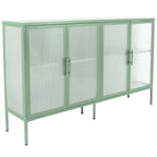 Meuble en métal et verre trempé avec étagère réglable
