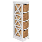 eHemco Hampton Meadows Table d'angle de rangement 4 niveaux avec 4 paniers en osier
