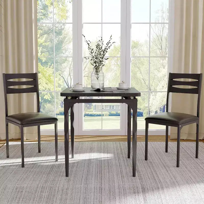 Ensemble de salle à manger 3 pièces pour petits espaces, table et 2 chaises à pieds en spirale, ensemble de table de cuisine compact pour appartements