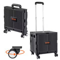 Chariot utilitaire pliable, capacité de charge de 110 lb, caisse roulante portable pliable avec poignée télescopique robuste et 4 roues pivotantes