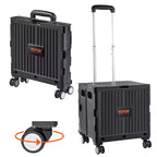 Chariot utilitaire pliable, capacité de charge de 110 lb, caisse roulante portable pliable avec poignée télescopique robuste et 4 roues pivotantes