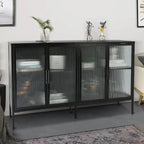 Meuble en métal et verre trempé avec étagère réglable