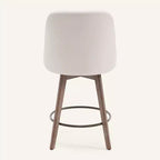 Lot de 4 tabourets de bar pivotants à hauteur de comptoir Bekrvio 26 po avec dossiers et pieds en bois, tabourets de bar rembourrés en tissu lin/similicuir pour îlot de cuisine
