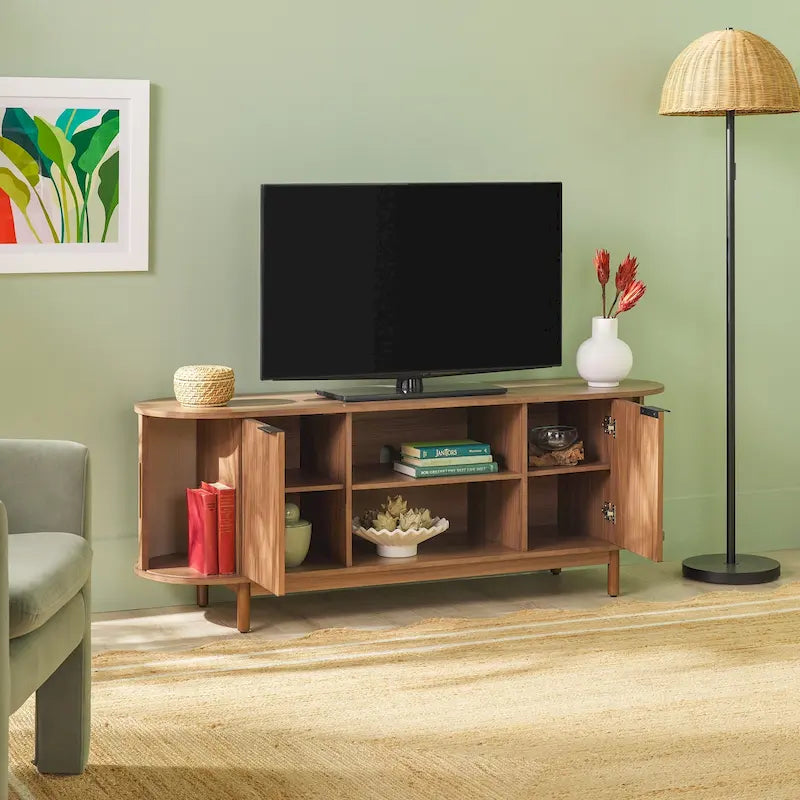 Meuble TV Middlebrook Modern Reeded de 60 po avec bords arrondis