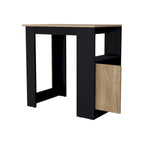 FM MOBILIER Îlot de cuisine Arial en mélaminé, noir/chêne naturel