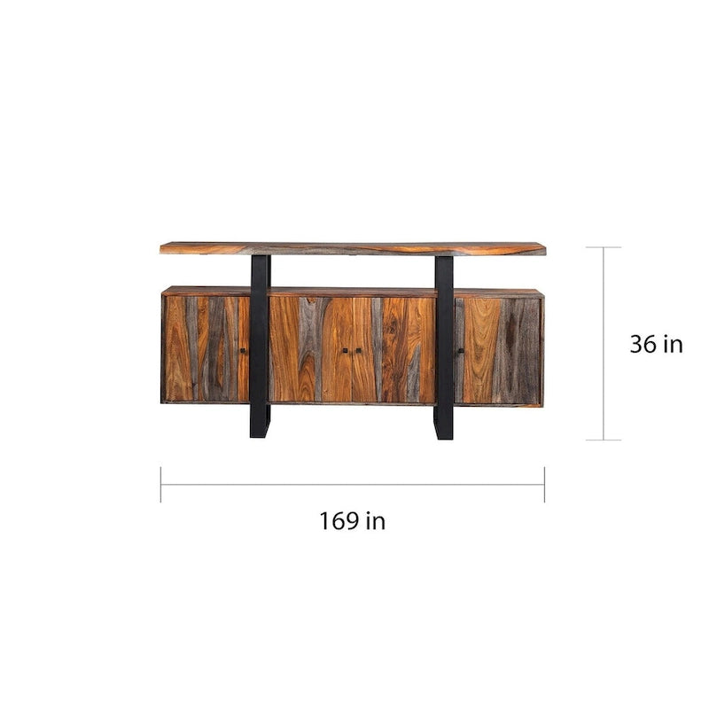Buffet 4 portes Kappelman Grey Sheesham et Noir