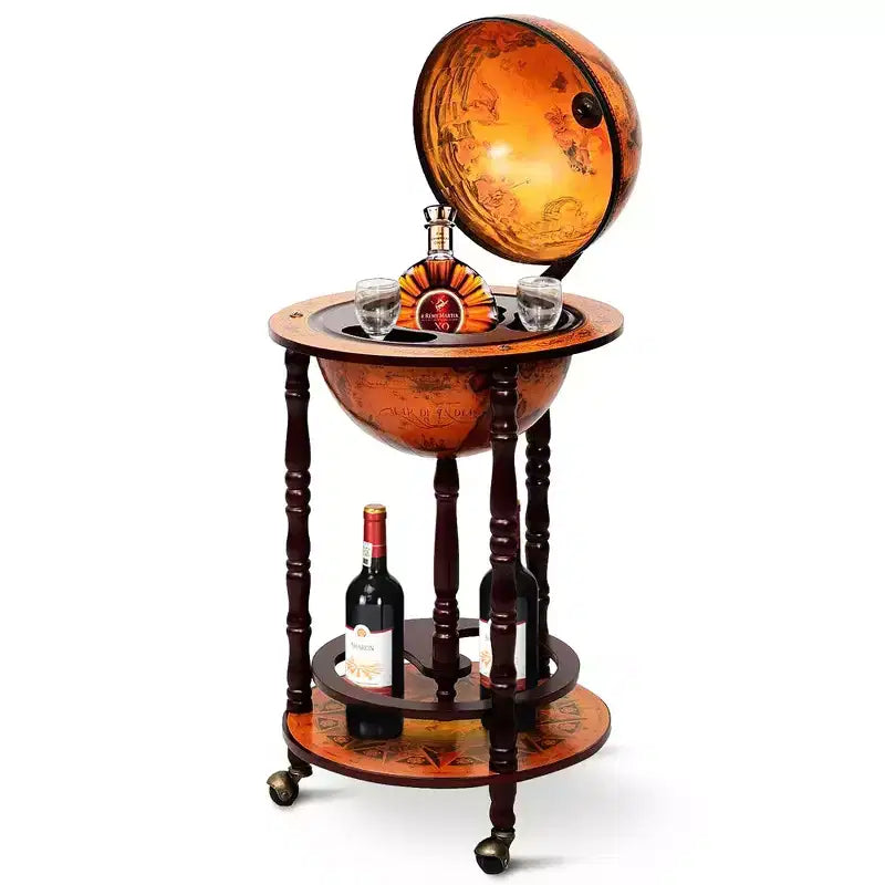 Minibar Costway de 17,5 po en forme de globe terrestre, style italien du XVIe siècle, avec support pour bouteilles d'alcool