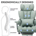 Efomao Chaise de Bureau Ergonomique 400 lbs, Grande Chaise d'Ordinateur en Cuir PU pour Personnes de Grande Taille, Fauteuil de Direction avec Repose-Pieds et Soutien Lombaire