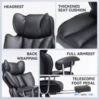 Efomao Chaise de Bureau Ergonomique 400 lbs, Grande Chaise d'Ordinateur en Cuir PU pour Personnes de Grande Taille, Fauteuil de Direction avec Repose-Pieds et Soutien Lombaire