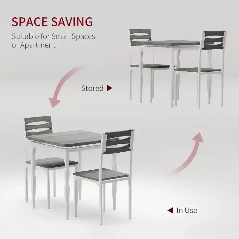 Ensemble de salle à manger 3 pièces pour petits espaces, table et 2 chaises à pieds en spirale, ensemble de table de cuisine compact pour appartements