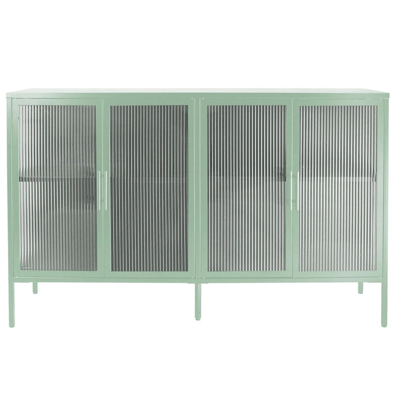 Meuble en métal et verre trempé avec étagère réglable