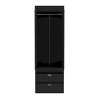 18.9 Armoire moderne à deux portes avec deux tiroirs inférieurs et tringle de suspension pour chambre à coucher