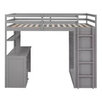 Lit mezzanine CLIHOME grand format avec 3 tiroirs de rangement, bureau et armoire