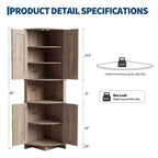 64,8" Meuble d'Angle Haut avec Portes, Armoire de Rangement d'Angle Marron Style Ferme, Meuble Garde-Manger d'Angle Autonome avec Étagères Réglables
