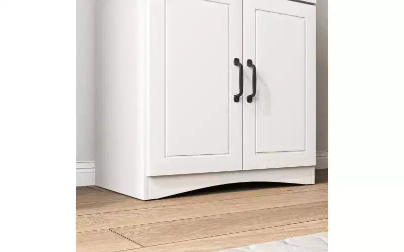 23 Armoires de cuisine en bois, armoire de garde-manger avec portes vitrées et tiroirs, étagères réglables, blanche