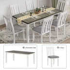 Ensemble de salle à manger extensible de style ferme pour 6 personnes, table rectangulaire et 6 chaises rembourrées