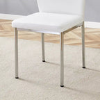 Ensemble de 6 chaises de salle à manger de luxe simples en PU haute résilience avec pieds en métal argenté, chaises d'appoint sans accoudoirs pour cuisine